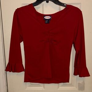 Vintage Zoey Beth Red Blouse with Ruffle Cuffs Size M